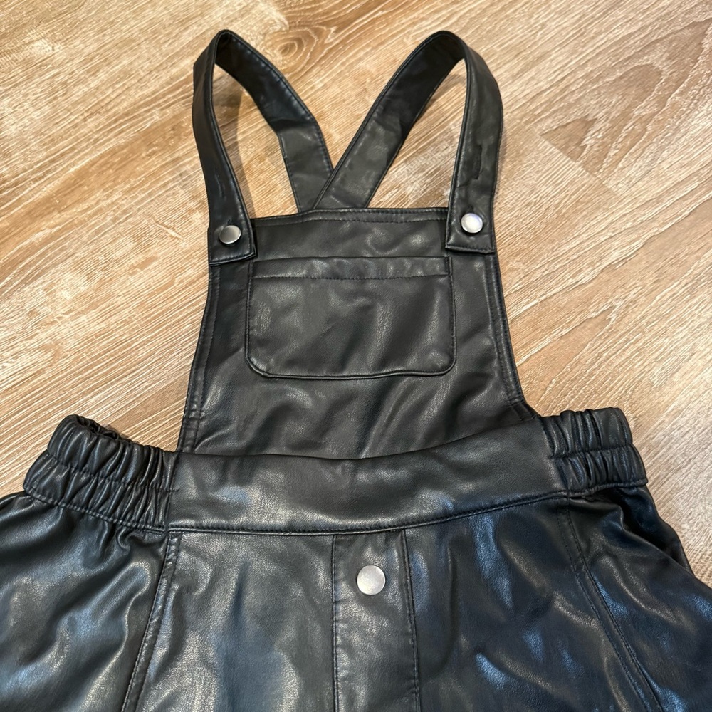 Wonder Nation, Black Faux Leather Pinafore Dress, Size 10/12 - Picture 6 of 9